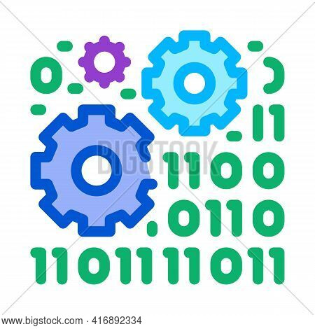 Programming And Coding Process Of Machine Learning Color Icon Vector. Programming And Coding Process
