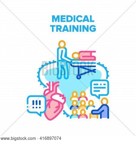 Medical Training Vector Icon Concept. Medical Training For Emergency And First Aid, Heart Health Exa