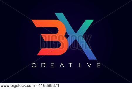 Bx Logo Letter Design With Modern Creative Concept And Orange Blue Colors Vector Illustration