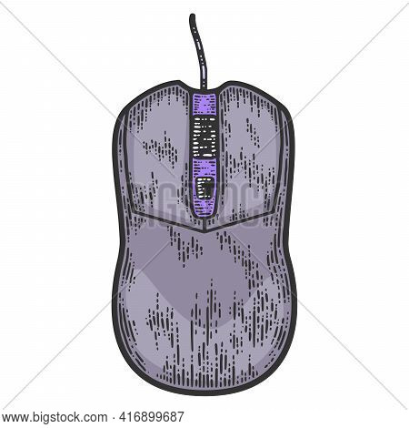 Device Computer Mouse. Sketch Scratch Board Imitation Color.