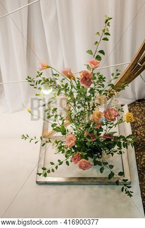 Wedding Arch With Multi-colored Flowers. Wedding Decorations