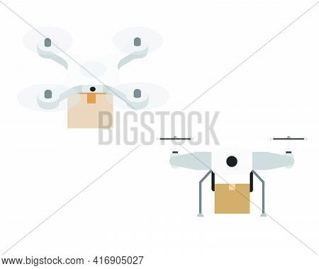 A Vector Of Flat And Isometric Delivery Drone On White Background. Can Be Use In Marketing And Value