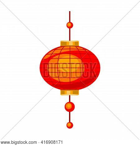 Lantern Of Chinese Cartoon Vector Icon.cartoon Vector Illustration Red Lamp. Isolated Illustration O
