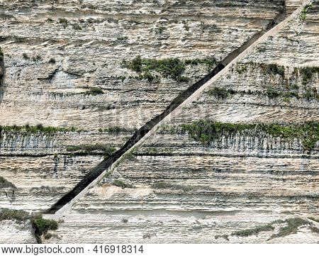 In The Rock There Is The Famous Stairway Of Aragon King In Corsica Island I