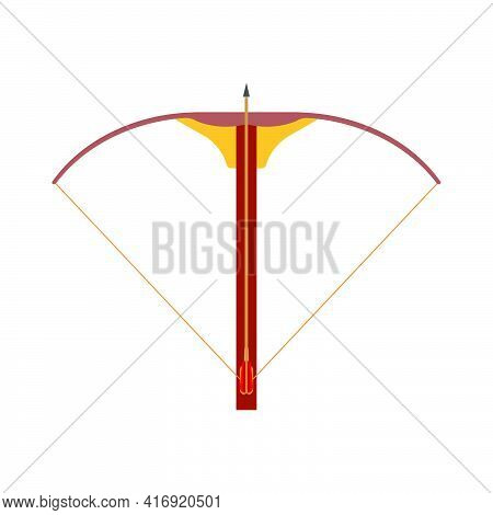 Weapon Crossbow Vector Illustration With Arrow Target Isolated White. Medieval Crossbow Military Ico