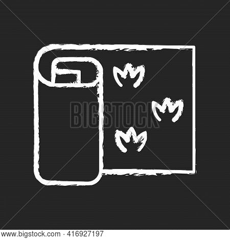 Sod Rolls Chalk White Icon On Black Background. Lawns And Sports Stadium Around The World Are Covere
