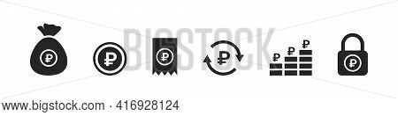 Currency Icons. Russian Ruble Icons. Money Signs. Finansial Vector Icons. Vector Illustration