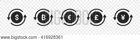 Currency Exchange Icons. World Money Symbols. Finansial Vector Icons. Coins Sign. Vector Illustratio
