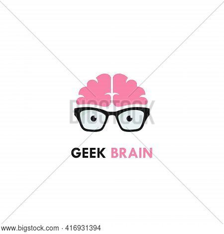 Geek Brain Logo Symbol Design Template Flat Style Vector