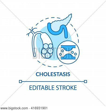 Cholestasis Concept Icon. Liver Disease Type Idea Thin Line Illustration. Digestive Fluid. Genetic D