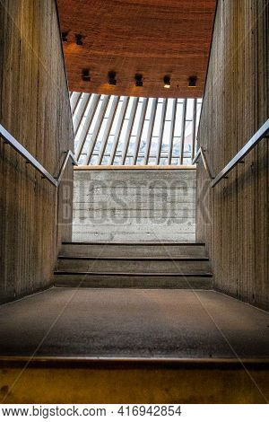 Helsinki, Finland - March 10, 2017: View Of A Balcony Corridor Of  Temppeliaukio Church (rock Church