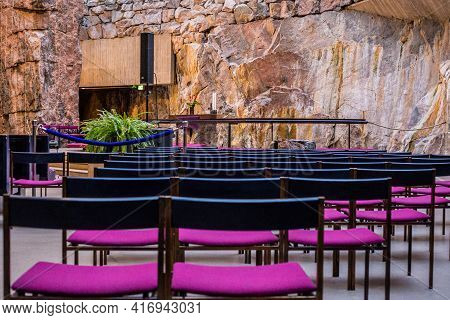 Helsinki, Finland - March 10, 2017: Interior Of The Temppeliaukio Church (rock Church)