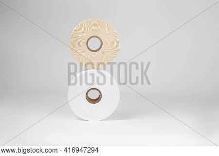 Vertical Composition Of Two Coils Of Satin Ribbons In The Form Of The Number Eight Or The Infinity S