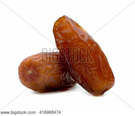 Dry Dates Palm Isolated On White Background.