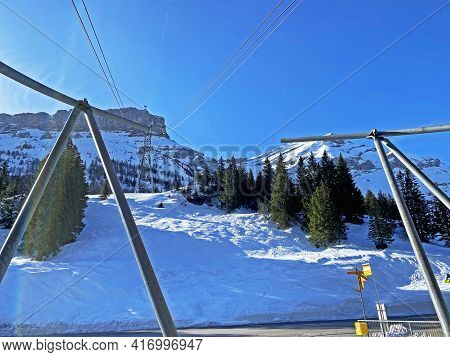 The Mountain Cable Car Col Du Pillon - Cabane - Scex Rouge (glacier 3000 Cableway) Or Aerial Ropeway