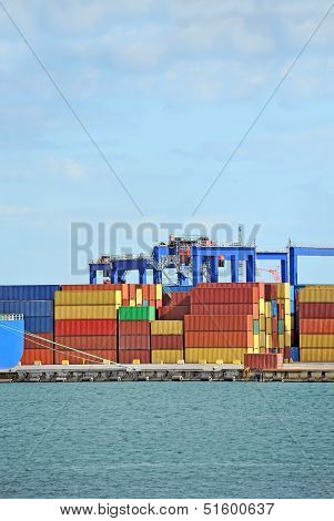 Port cargo crane and container