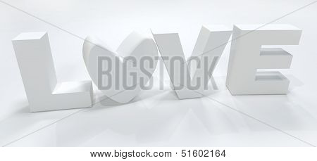 Love white heart 3D image