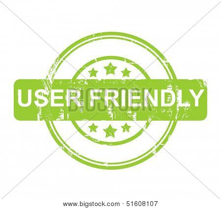 Green user friendly stamp with stars isolated on a white background.