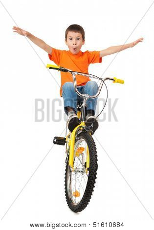 boy on bicycle isolated on white