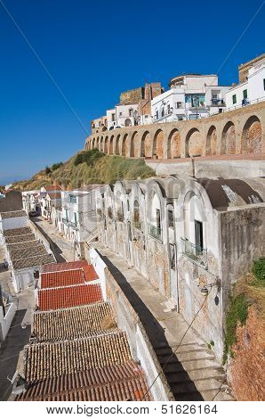 Panoramic view of Pisticci. Basilicata. Southern Italy.