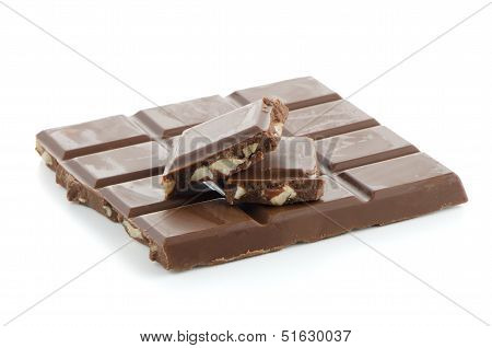Closeup Detail Of Chocolate With Almods Parts