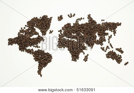 World Map Made From Coffee Bean