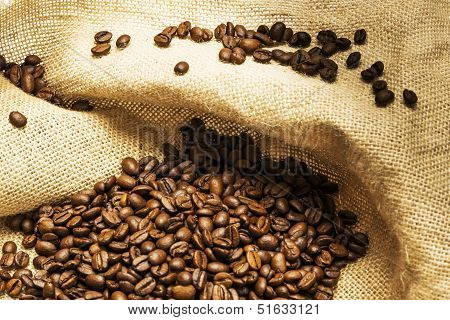 Coffee Beans On Burlap