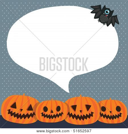 Cute funny Halloween pumpkins with bubble speech