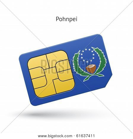 Pohnpei mobile phone sim card with flag.
