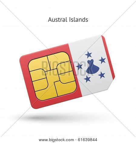 Austral Islands mobile phone sim card with flag.