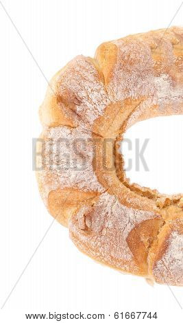 Piece od white kalatch. Close up.