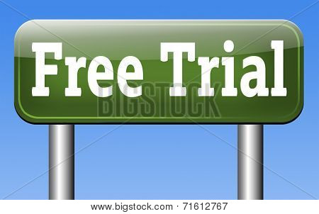 free trial product test sample road sign arrow. Try it for free and test the products