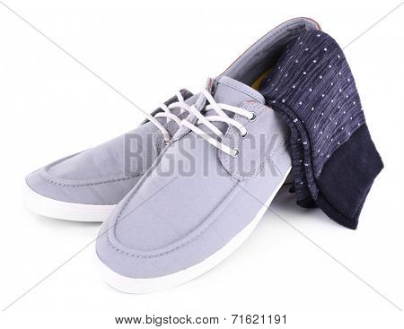 Top-siders and socks isolated on white