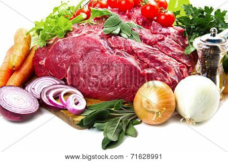 Huge Red Meat Chunk With Vegetables