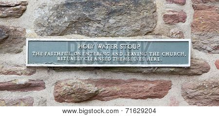 Sign At A Holy Water Stoup