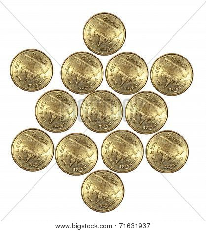 Star From Gold Coin On White Background