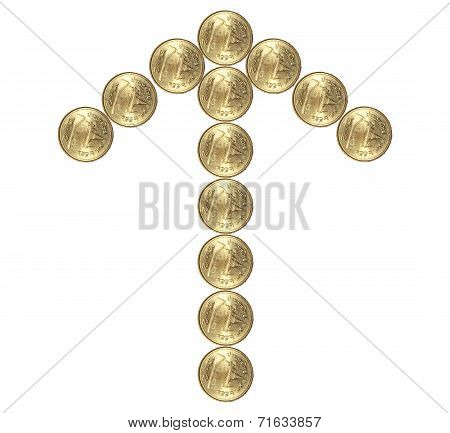 Up Sign From Gold Coin
