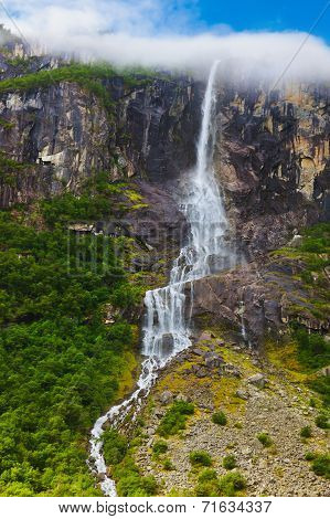Waterfall Near Briksdal Glacier - Norway