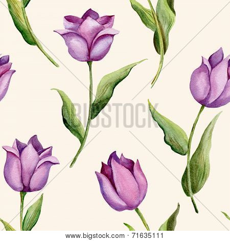 Illustration of seamless pattern with tulips