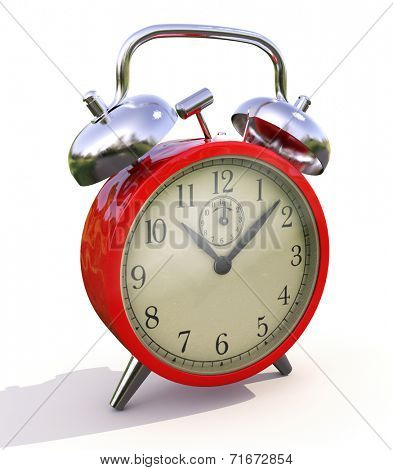 Classic alarm clock on a light background.