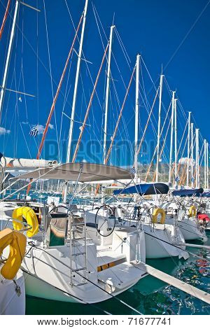 Yacht , Sailboat in Nydri in Greece. Yachting concept. 