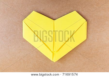 Paper Yellow Heart, Love Card, Love Postcard