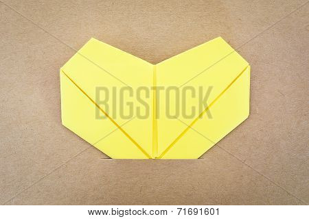 Paper Yellow Heart, Love Card, Love Postcard
