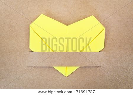 Paper Yellow Heart, Love Card, Love Postcard