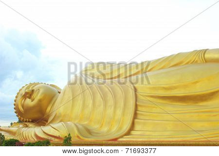 SONGKHLA, THAILAND - AUG 12, 2014: Golden Reclining Buddha, Songkhla, Thailand