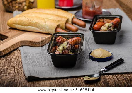 Fried Sausage In A Robe Of Bacon And Cheese