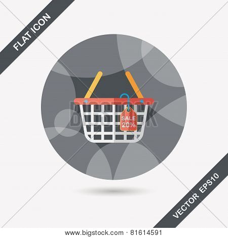 Shopping Basket Flat Icon With Long Shadow,eps10