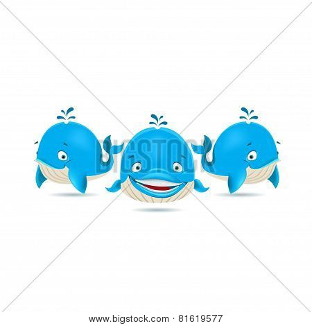 Vector. Three Whales.