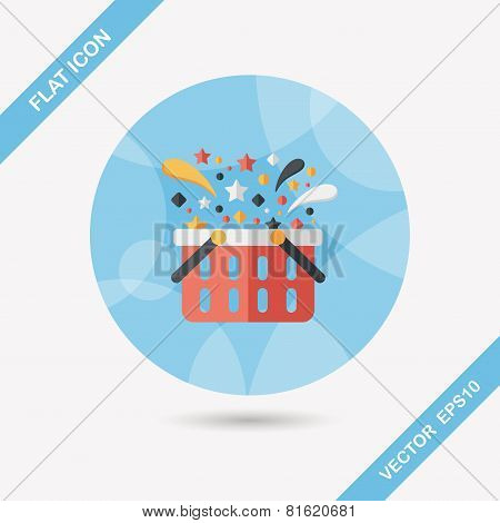 Shopping Basket Flat Icon With Long Shadow,eps10