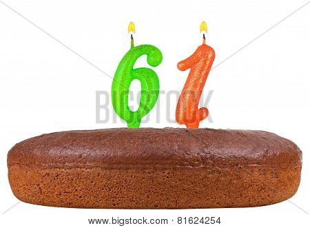 Birthday Cake With Candles Number 61 Isolated